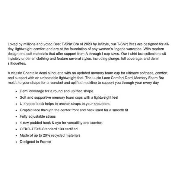 Chantelle 34G/34DDDD Lucie Lace Demi T-Shirt Bra NWOT - Picture 5 of 8